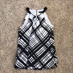 WHBM black and white halter neck top